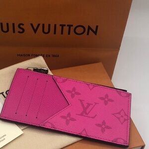 Louis Vuitton Pink Monogram Card Holder Key Pouch